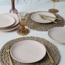 Esranın Dünyası Keramika Kumlu Krem Rölyefli Pasta Tabağı 21 cm 6 Adet Q32