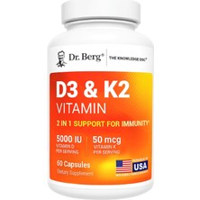 Dr. Berg  Vitamin D3 & K2 5,000 Iu + Mk-7 – 60 Capsul (Ösg Özel Sporcu Gıdaları) Immune, Bone  Heart Support Magnezium, Zinc, B6.