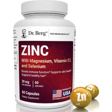 Dr. Berg Zinc 30MG (Ösg Özel Sporcu Gıdaları) For Men & Women - Chelated Zinc For Immune, Skin, Hair, & Nails Support* - 60 Capsul.abd Menşei.47.