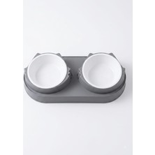 melby Çiftli Kedi Köpek Mama ve Su Kabı Gri