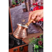 Dmt Copper Home 2-3 Kişilik El Yapımı Işlemeli Kalaylı Kalın Bakır Kahve Cezvesi