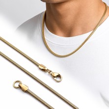 Kuşkaya Ticaret Italyan Zincir Erkek Çelik Kolye 3x2 mm 55 cm Gold - Sarı