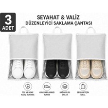 Melisa Tekstil 3'lü Ayakkabı Saklama Çantası Valiz Içi Düzenleyici Organizer 32X45 cm Açık Gri