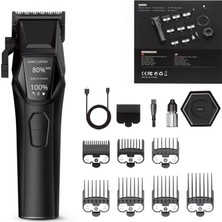 Wablow Saç Kesme Makinesi Şarjlı Tıraş Makinesi, Erkek Bakım Seti - 8000 Rpm Kablosuz Şarj Tabanı Berber Kuaför Tipi, 8 Kılavuz Taraklı, LED Ekran, Type-C (garanti)