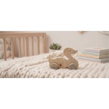 Woodifay Atölye Doğal Ahşap El Yapımı Tekerlekli Ördek Oyuncak - Montessori Eğitici Çocuk Hediyesi