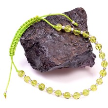 Taş Sandığı Zebercet Peridot Taşı Bileklik ( 5 mm ) - Ayarlamalı