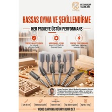 Transformacion 6'lı Ahşap Oyma Freze Ucu Seti 6mm Şaftlı Kalıpçı Taşlama Matkap Uyumlu Karbon Çelik Döner Kesme Çapak Eğe Gravür Hobi Takımı 723527