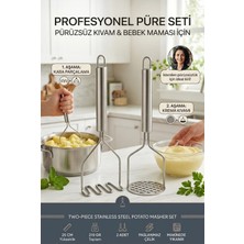 Transformacion 2'li Patates Ezici Seti - Çelik 25 cm Dalgalı Zigzag ve Delikli Püre Yapıcı Bebek Maması Sebze Ezme Aparatı 723540