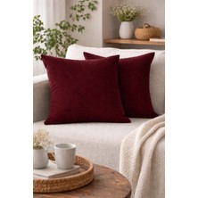 Burçin Bordo Kırlent Kılıfı Ikili Set Dekoratif Modern Koltuk Kırlenti 45X45 / 50X50 / 40X40
