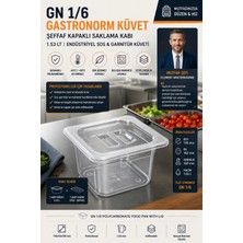 Transformacion Gn 1/6 Polikarbonat Gastronorm Küvet Şeffaf Kapaklı Saklama Kabı 1.53 Lt Endüstriyel Sos Garnitür Küveti 723544