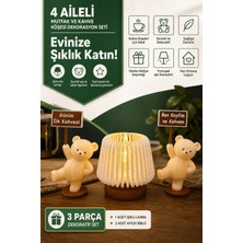 Fun4family Mutfak ve Kahve Köşesi Dekorasyon Seti - Işıklı Mini Lamba ve Mottolu Ayıcık Biblo Figürleri