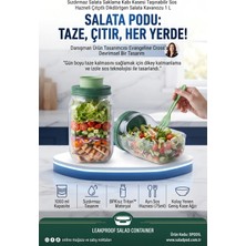 Transformacion Sızdırmaz Salata Saklama Kabı Kasesi Taşınabilir Sos Hazneli Çıtçıtlı Dikdörtgen Salata Kavanozu 1 L 723538