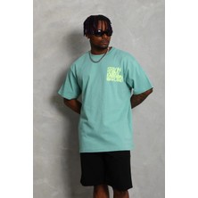 Novalisse Erkek Baskılı T-Shirt Kısa Kol Bisiklet Yaka Regular Fit Tişört - Mint Yeşili