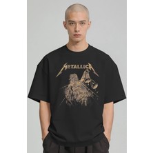 Sevbano Metallica Rock Metal Müzik Grubu Baskılı Unisex Oversize Premium Tişört