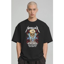 Sevbano Metallica Rock Metal Müzik Grubu Baskılı Unisex Oversize Premium Tişört