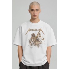 Sevbano Metallica Rock Metal Müzik Grubu Baskılı Unisex Oversize Premium Tişört