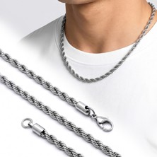 Beycen Aksesuar Rope Halat Erkek Çelik Kolye 6mm 55CM Beyaz 3902ECK033