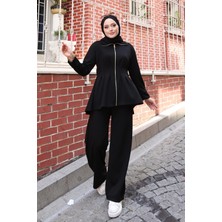 Balenbi Kadın Oversize Kesim Beli Pileli Ful Fermuarlı Modal Takım 1235