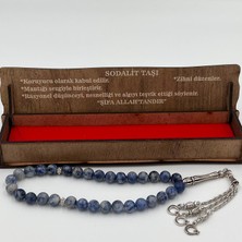 Feronnucci Lapis Lazuli Taşlı Erkek Tesbih | Özel Ahşap Kutulu Hediyelik Tesbih | Şık Erkek Hediyesi TB24 Beyaz