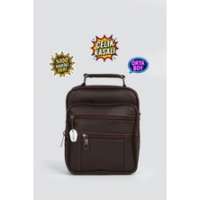 Westbag Erkek Acı Kahve Çelik Kasalı Hakiki Deri El ve Omuz Çantası Ayarlanabilir Askılı Orta Boy