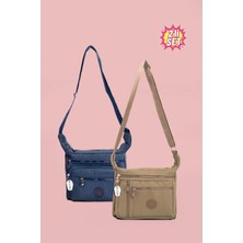 Westbag Kadın Günlük Krinkıl Omuz Çantası Çok Cepli Fermuarlı Postacı Çantası