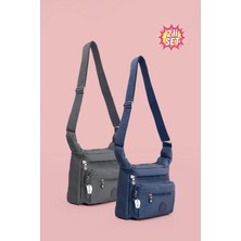 Westbag Kadın Günlük Krinkıl Omuz Çantası Çok Cepli Fermuarlı Postacı Çantası