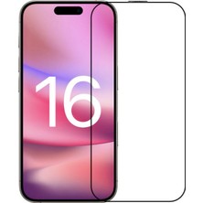 MCasering iPhone 16 Uyumlu Tam Kaplayan Temperli Cam Ekran Koruyucu Darbe Emici Anti Statik Esd Kırılmaz Cam
