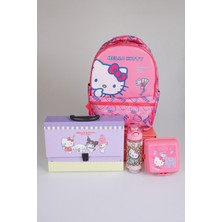 x Dekomus "candy Kitty Collection" Hello Kitty Lisanslı Ortopedik Ilkokul Çantası,saplı Çanta,beslenme Kabı,matara Seti