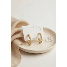 Teknodayım Gold Renk Zirkon Taşlı Messika Model Halka Kadın Küpe