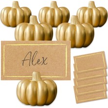 Kate Aspen Fall Decor Mini Altın Kabak Masa Kartı Tutucu (6 Adet), Şükran Günü Masa Dekorasyon