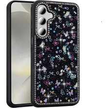 Samsung Galaxy S24 Fe ile Uyumlu Kılıf Siyah Azya Taşlı Kapak (Samsung Galaxy S24 Fe ile Uyumlu,