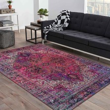 Ozrin Desenli Kadife Pamuk Tabanlı Yıkanabilen Kaydırmaz Antibakteriyel Salon Halısı 200X300