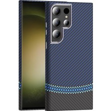 S24 Ultra ile Uyumlu Kılıf Siyah-Lacivert Gross Kapak Galaxy S24 Ultra ile Uyumlu Siyah-Lacivert