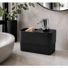 Bölmeli Şeffaf Akrilik Sabunluk ve Deterjanlık Sünger Hazneli Mutfak ve Banyo Için Pratik Şeff