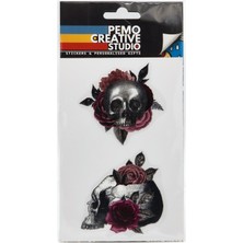 Pemo Creative Studio Gotik UV DTF Sticker Etiket Seti 2 Parça Soluyan Bahar - Kabartmalı 3D, Suya Dayanıklı - Laptop Termos Defter