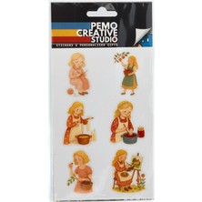 Pemo Creative Studio Cottagecore UV DTF Sticker Etiket Seti 6 Parça Pencere Önü - Kabartmalı 3D, Suya Dayanıklı - Laptop Termos Defter