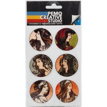Pemo Creative Studio Vintage Poster UV DTF Sticker Etiket Seti 6 Parça Süs Yaprağı - Kabartmalı 3D, Suya Dayanıklı - Laptop Termos Defter