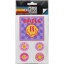 Pemo Creative Studio Y2K Retro UV DTF Sticker Etiket Seti 5 Parça Bugün İyi Geçecek - Kabartmalı 3D, Suya Dayanıklı - Laptop Termos Defter