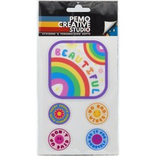 Pemo Creative Studio Y2K Retro UV DTF Sticker Etiket Seti 5 Parça Kendine Söz Ver - Kabartmalı 3D, Suya Dayanıklı - Laptop Termos Defter