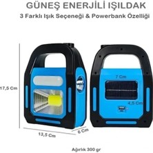Uslucan Alışveriş Güneş Enerjili Işıldak ve Powerbank Özellikli Kamp Lambası
