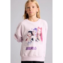 DeFacto Kpop - Demon Hunters Baskılı Relax Fit Bisiklet Yaka Sweatshirt Kız Çocuk I3551A826AU