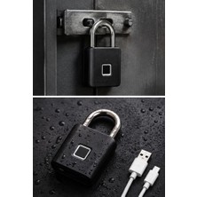 Azurtech Parmak Izi Okuyuculu Akıllı Kilit – USB Şarjlı, Çelik Kasa, Uygulama Destekli Smart Padlock