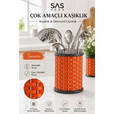 Sas Haus Hasır Görünümlü Metal Kaşıklık 19 cm – Tezgâh Üstü Çok Amaçlı Mutfak Düzenleyici ve Dekoratif Çiçeklik
