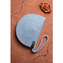 Lina House Linahouse Yarım Ay Formlu Kadın Kordon Portföy ve Clutch Çanta - Buz Mavisi