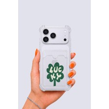 Dolozena iPhone 17 Pro Max Kartlıklı Lucky Yonca Desenli Kılıf