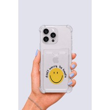 Dolozena iPhone 13 Pro Max Kartlıklı Gülücük Desenli Kılıf