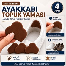Nzb Ayakkabı Topuk Yaması Kahverengi Suni Deri Yapışkanlı Topuk Koruyucu Ayakkabı Onarım Yama Pedi 4'lü