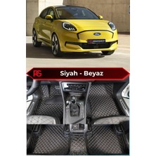 Yeni Ford Puma Gen-E Siyah Üzeri Beyaz Dikiş 8d Diamond Premium Havuzlu Deri Oto Paspas