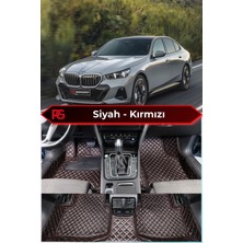 Bmw I5 Siyah Üzeri Kırmızı Dikiş 8d Diamond Premium Kaymaz Deri Oto Paspas