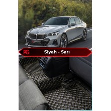 Bmw I5 Siyah Üzeri Sarı Dikiş 8d Diamond Premium Havuzlu Deri Oto Paspas